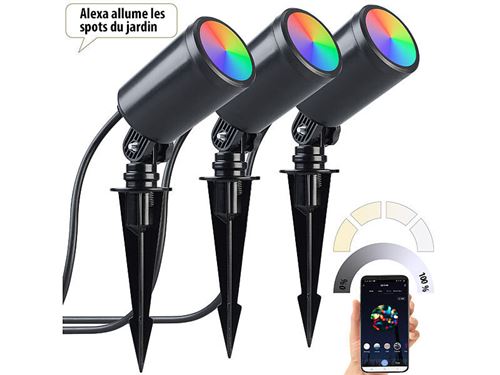 Luminea Home Control : 3 spots RVB CCT connectés à intensité variable