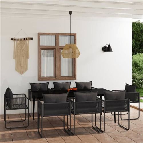 Non Communiqué Noir Ensemble De Salle À Manger De Jardin, Vidaxl 9 Pcs,