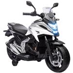 Moto électrique enfant Honda NC750x - musiques, feux AV LED, entrée USB MP3 jack - 2 roues support aux. - blanc