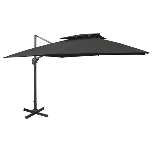 vidaXL Parasol déporté à double toit 300x300 cm Noir