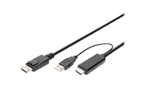 DIGITUS - Câble adaptateur - DisplayPort mâle pour HDMI USB (alimentation uniquement) mâle - 2 m - support pour 4K30Hz