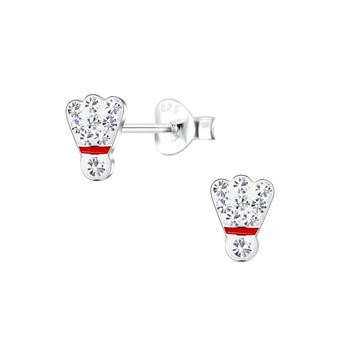 Boucles D'Oreilles Percées Vintage - Cristal Bleu Saphir - Modèle Navette - Occasion