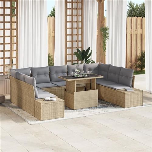Non Communiqué Beige Vidaxl Ensemble De Canapé De Jardin De 10 Pièces Avec Coussins En Poly Rattan 3349246