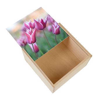 Boite Coffret en Bois - Fabulous - Champ de Tulipes Rouges (11 x 11 x 3,5 cm) - 1