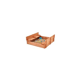 VEVOR Bac à Sable En Bois Naturel 1330 X 1200 X 430 Mm Avec Banquettes Pliables Et Doublure