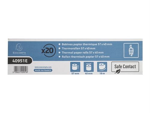 Exacompta - Rouleau (5,7 cm x 18 m) - 52 g/m² - 20 rouleau(x) papier thermique simple couche