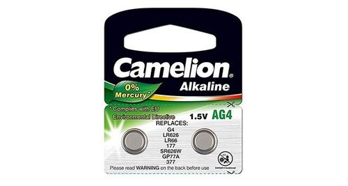 Camelion 12000204 pack de 2 piles bouton alkaline ag4/lr66/lr626/377 1,5 v