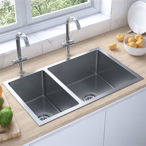 vidaXL Évier de cuisine Acier inoxydable