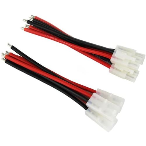 Ensemble de 3 Paires de Connecteurs Tamiya Mâle-Femelle Câbles Adaptateurs 14AWG 10cm Idéaux pour Batteries Lipo RC, Rouge