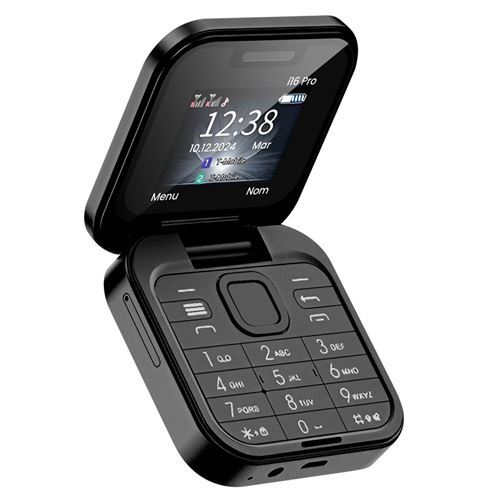 Téléphone Portable Pliable avec Double SIM Radio FM Batterie 1000mAh Avizar Noir