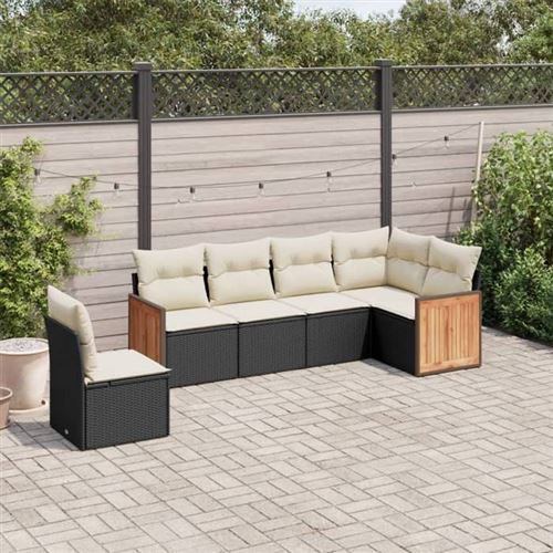 VIDAXL  Salon De Jardin 6 Pcs Avec Coussins Noir R&eacute;sine Tress&eacute;e