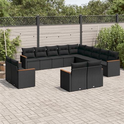 VIDAXL  Salon de jardin r&eacute;sine tress&eacute;e 13 pcs - Noir