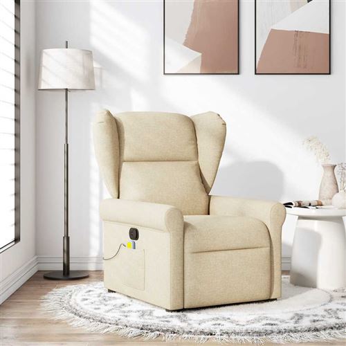 VIDAXL - Fauteuil de salon - Fauteuil massant inclinable - Crème - Image 3