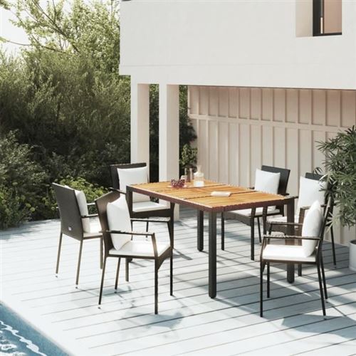 Non Communiqué Noir Vidaxl Mobilier À Dîner De Jardin Et Coussins 5Pcs Résine Tressée 3157965