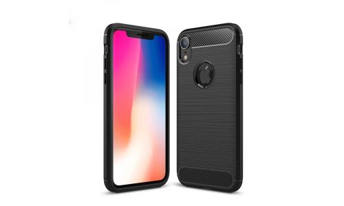 Coque pour iPhone XR noire aspect carbone