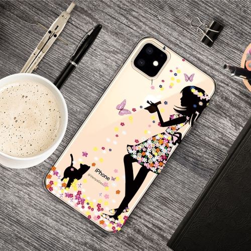 Coque en TPU impression de motifs souple fille et chat pour votre Apple iPhone XR 6.1 pouces (2019)