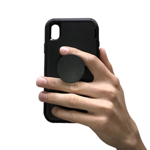 VSHOP® Housse silicone Blindée avec Support Grip Noir Coque blindée robuste pour iPhone XR 6,1 pouces