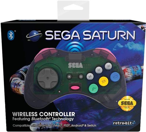 Retrobit - Sega Saturn Manette 8 boutons sans fil Bluetooth Gris