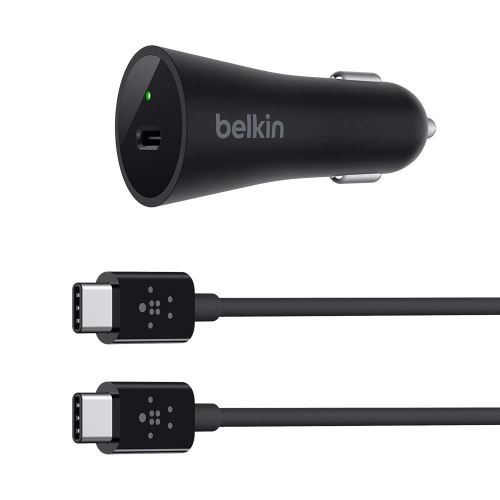 Belkin - Chargeur Allume Cigare Usb 27w/3a Avec Câble Usb-c Pour Smartphone Et Tablette - 1,2 M - Noir (compatible Avec Samsung Galaxy S9/s9+)