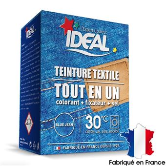 IDEAL - Teinture Tissus Liquide Mini 25 Bleu Jean - 40 ml + 1 Dose