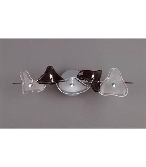 Plafonnier/Applique Otto 5 Ampoules G4 Bar, chrome poli/verre dépoli/verre noir