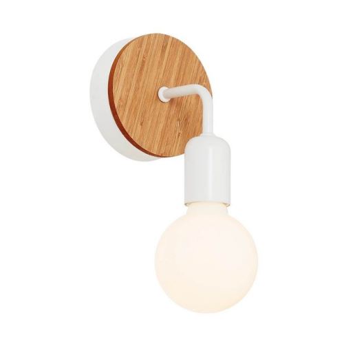 HOMEMANIA Lampe Murale Valetta Applique - Blanc en Bois, Métal, 13 x 13 x 13 cm, 1 x E27, 40W