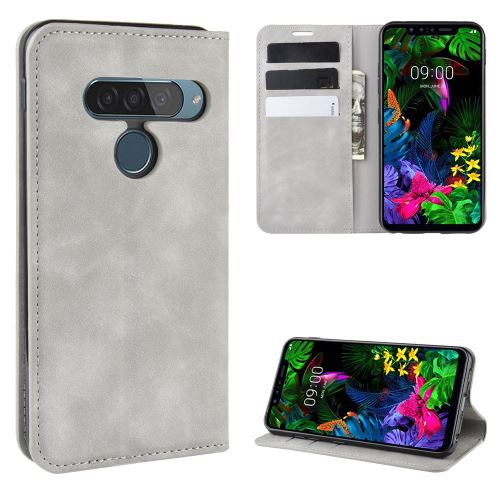 Etui en PU + TPU toucher de la peau auto-absorbé gris pour votre LG G8s ThinQ