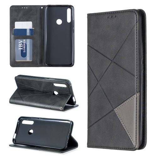 Etui en PU motif géométrique avec porte-carte noir pour votre Huawei P Smart Z/Y9 Prime 2019