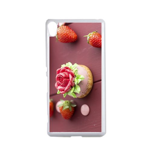 Coque Choux Cup Cake Fraise Rose Compatible Sony Xperia Performance Transparent