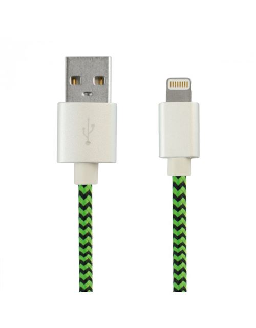 Cable Usb Sport Textile Lightning 1m 2,4a Vert Mfi Ksix