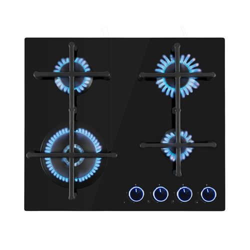 Klarstein Illuminosa 4 - Table De Cuisson À Gaz, 4 Brûleurs Sabaf , Surface Vitrocéramique
