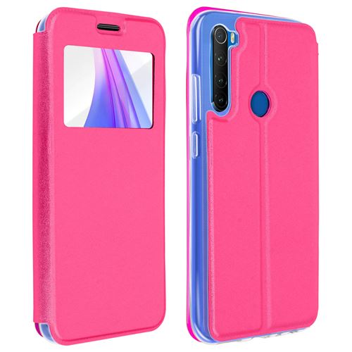 Etui pour Xiaomi Redmi Note 8T avec Fenêtre Porte-carte Support Vidéo rose