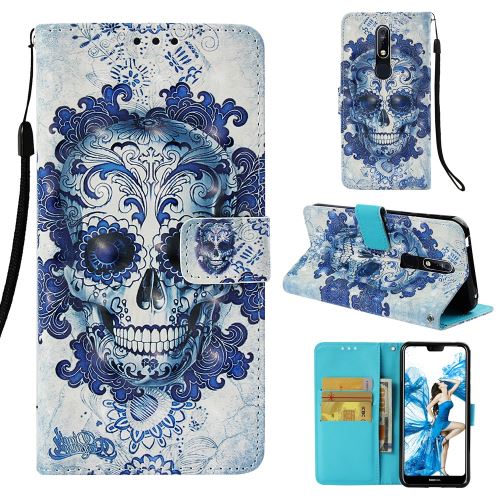 Etui en PU décoration par points lumineux crâne de sucre pour votre Nokia 7.1