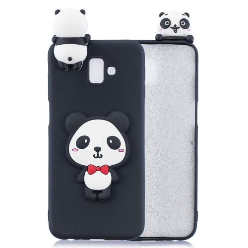 Coque en TPU impression de motifs de poupées mignonnes en 3D panda avec noeud papillon rouge pour votre Samsung Galaxy J6 Plus J610F/J6 Prime