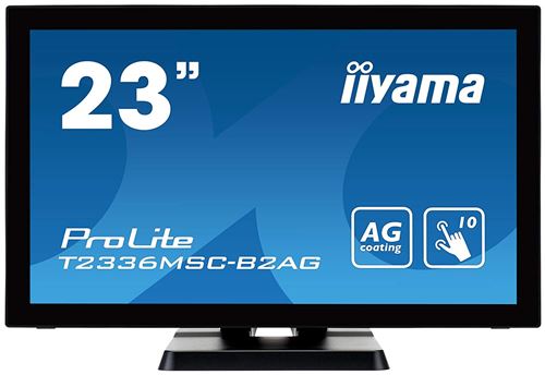 iiyama ProLite T2336MSC-b2AG - Écran LED - 23 - écran tactile - 1920 x 1080 Full HD (1080p) - IPS - 250 cd/m² - 1000:1 - 5 ms - HDMI, DVI-D, VGA - haut-parleurs - noir