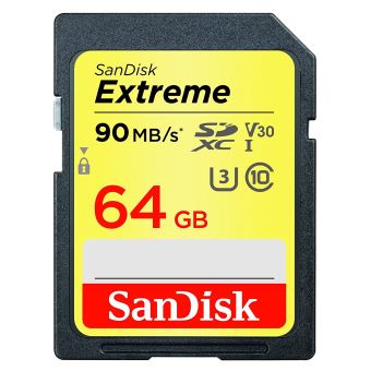SanDisk Extreme - Carte mémoire flash - 64 Go - Video Class V30 / UHS Class 3 / Class10 - SDXC UHS-I - 1