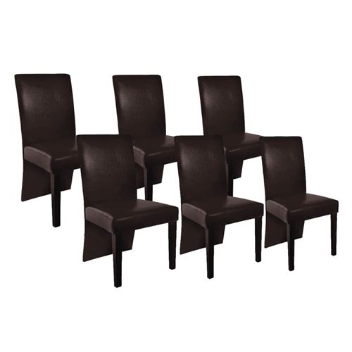 vidaXL Chaise de salle à manger 6 pcs Cuir artificiel Marron foncé