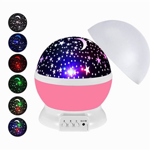 Veilleuse enfant LED projecteur étoile lune galaxie Rose