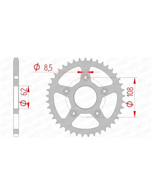 Couronne AFAM 42 dents acier standard pas 520 type 44203