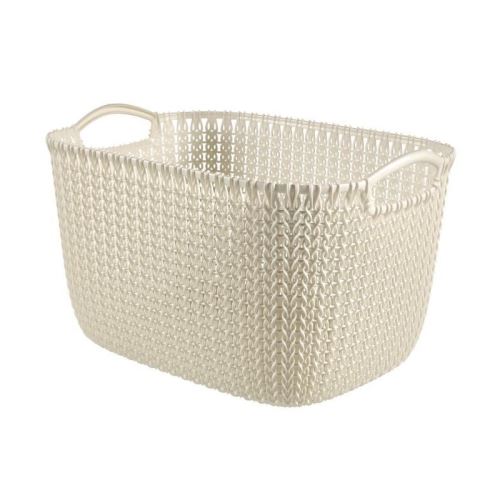 CURVER Panier de rangement rectangulaire 19 L - Aspect tricot - Blanc cassé