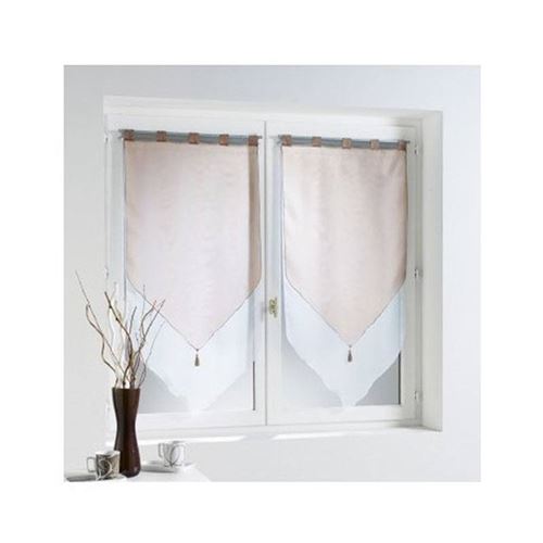 Douceur d'intérieur 1621340 paire pompon voile bicolore blanc / taupe 60/ 90 cm