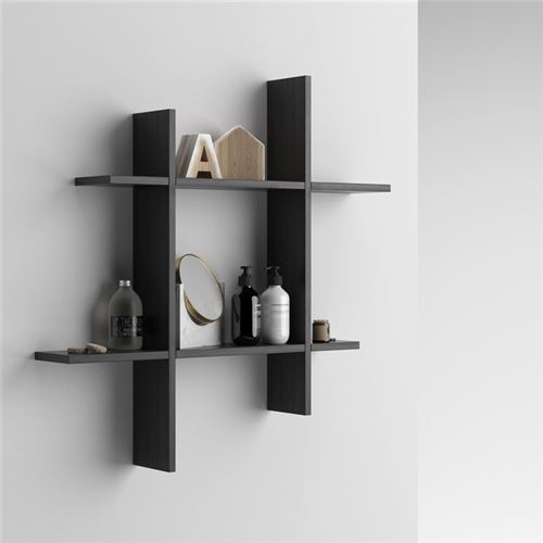 Mobilifiver Étagères Angelica 80x15 Frêne Noir #, 90 x 90 x 15 cm, Mélaminé, Made in Italy