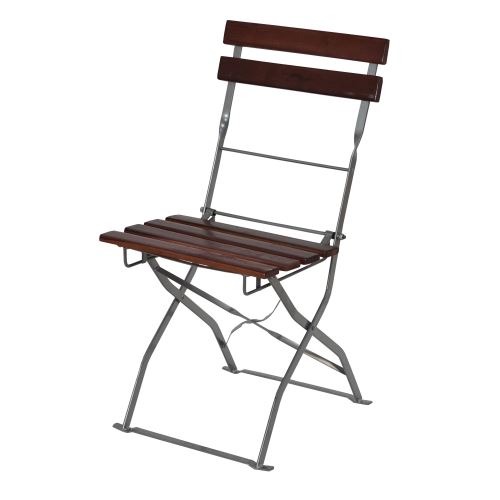 2x chaise de kiosque à bière Berlin, pliant, acacia huilé ~ marron foncé