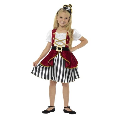 Smiffys 44404S Déguisement Enfant Fille Pirate, Rouge/Noir, Taille S