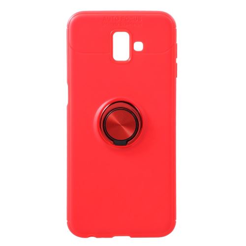 Coque en TPU béquille annulaire tout noir pour Samsung Galaxy J6 Plus