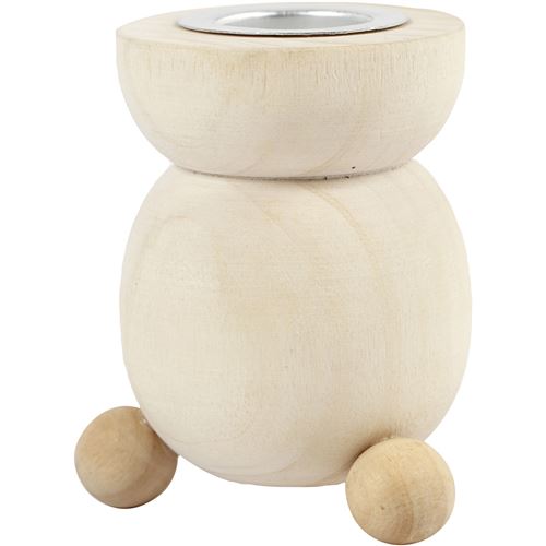Creotime bougeoir 4,8x4,8x6,5 cm bois/métal naturel