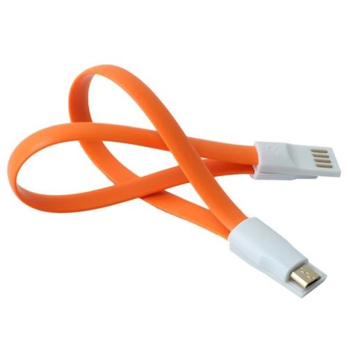 Mini Cable Aimante pour SAMSUNG Galaxy A6 Universel Chargeur Connecteur Micro USB Magnet Porte-Clefs 25cm (ORANGE)