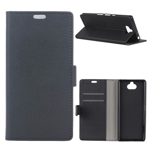 Etui en PU flip noir pour votre Sony Xperia XA3 Ultra
