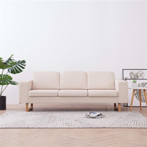 vidaXL Canapé à 3 places Tissu Crème