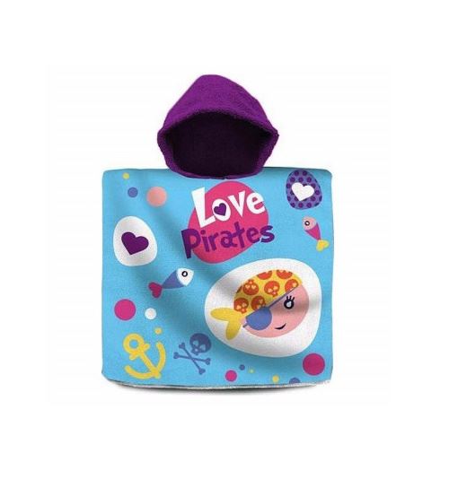 Kids Licensing badponcho Love Pirates junior coton bleu